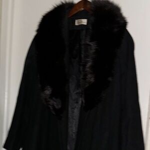 Full length Wool Coat with Fur Collar
